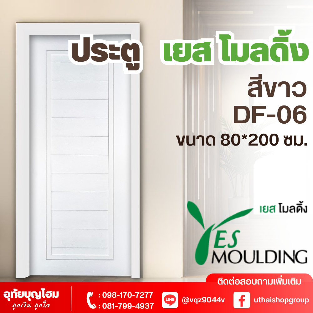 ประตู เยส โมลดิ้ง (Yes Moulding) สีขาว DF-06 ขนาด 80*200 ซม.